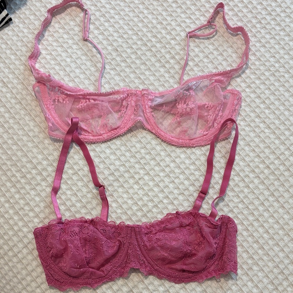 Urban Outfitters Pink Lace Bra Duo